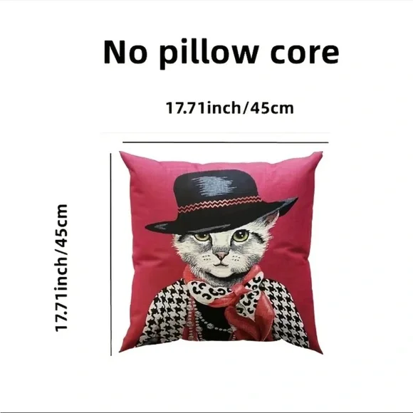 Set Of 4 Adorable Lady Cat Pattern‎ Throw Pillow Covers  17.7/45cm x 17.7/45cm - Picture 10 of 12